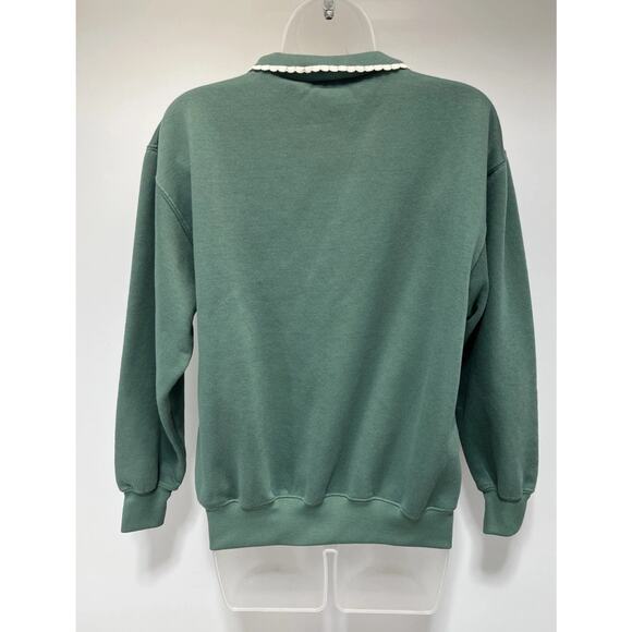 Vintage 80’s ACTIVE EXCHANGE Floral Embroidered Sweatshirt Green Sz S - Picture 4 of 6